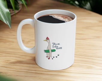Taza de café de cerámica con diseño de pato para la clase de yoga de las 22:00