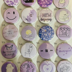 Purple Aesthetic Button Pins - Etsy