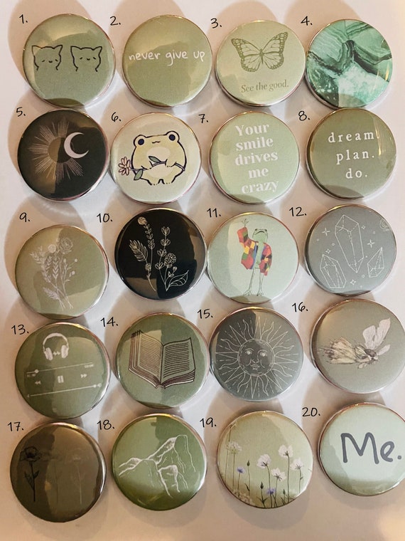 Green Aesthetic Button Pins 