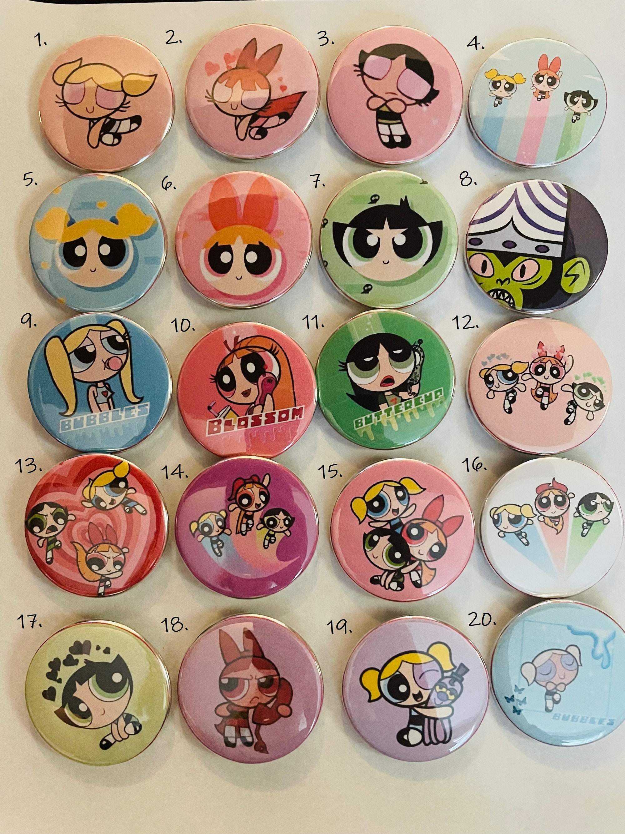 Powerpuff Girl Button Pins