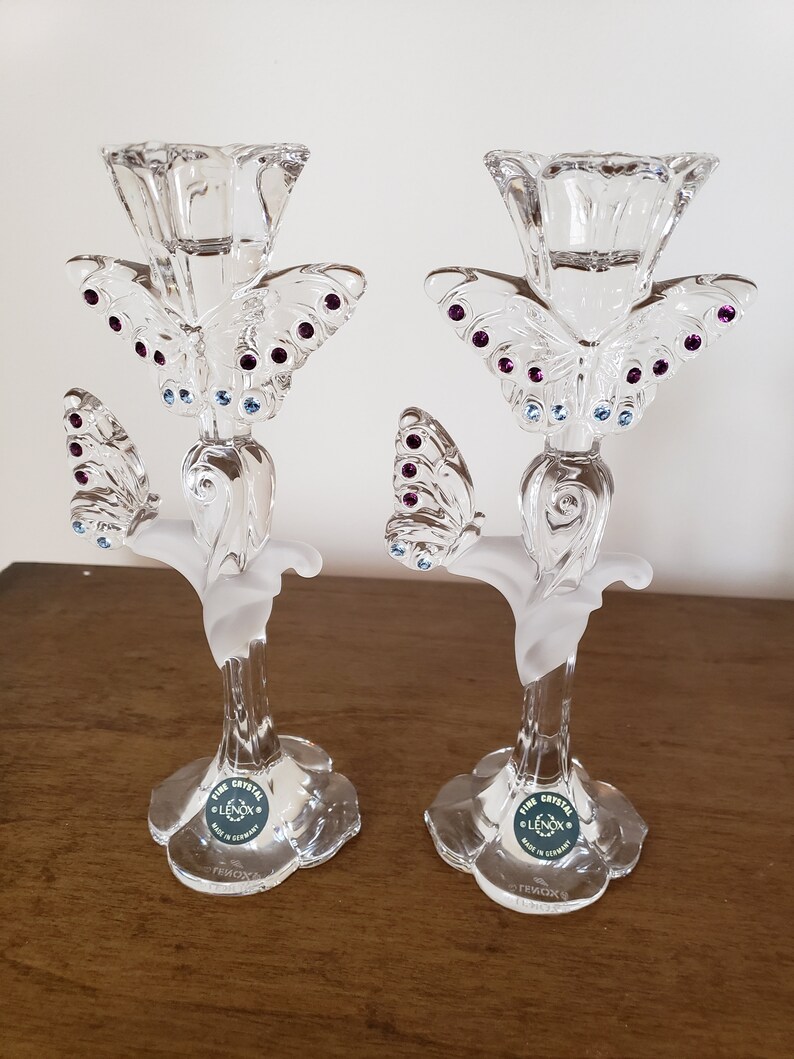 Vintage Lenox Crystal Butterfly Candlestick Holders with Etsy