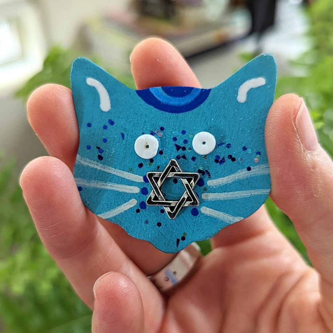Jewish Kitty With Kippot hand Painted Etsy