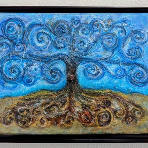 Tree of Let There Be Sky and Land Painting (13"x10"x1.5" Framed)