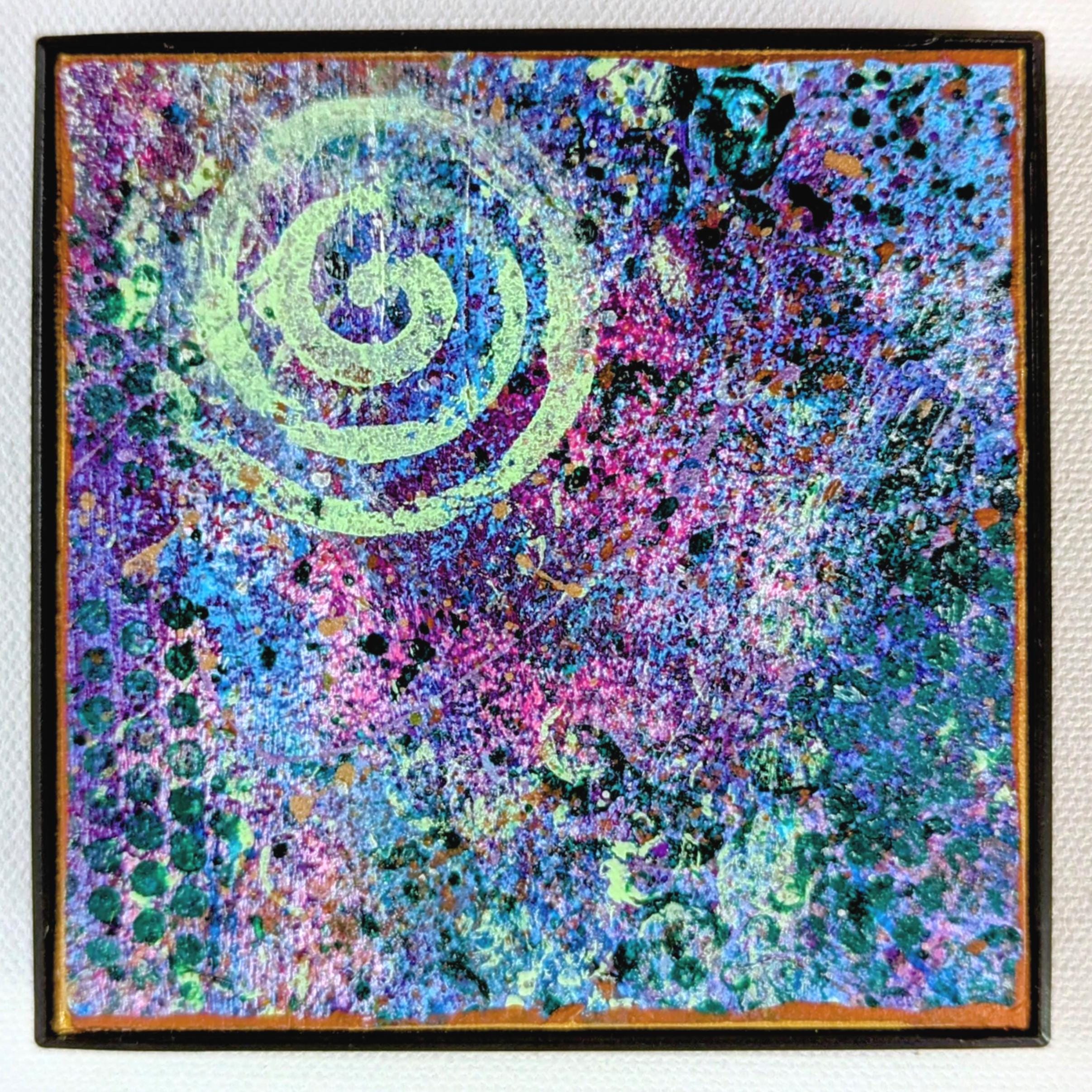抽象画 アートパネル カラフル 渦巻き模様 アクリル画 2つのオプション 額入り手描き抽象画：4x4インチ アクリル渦巻きアート