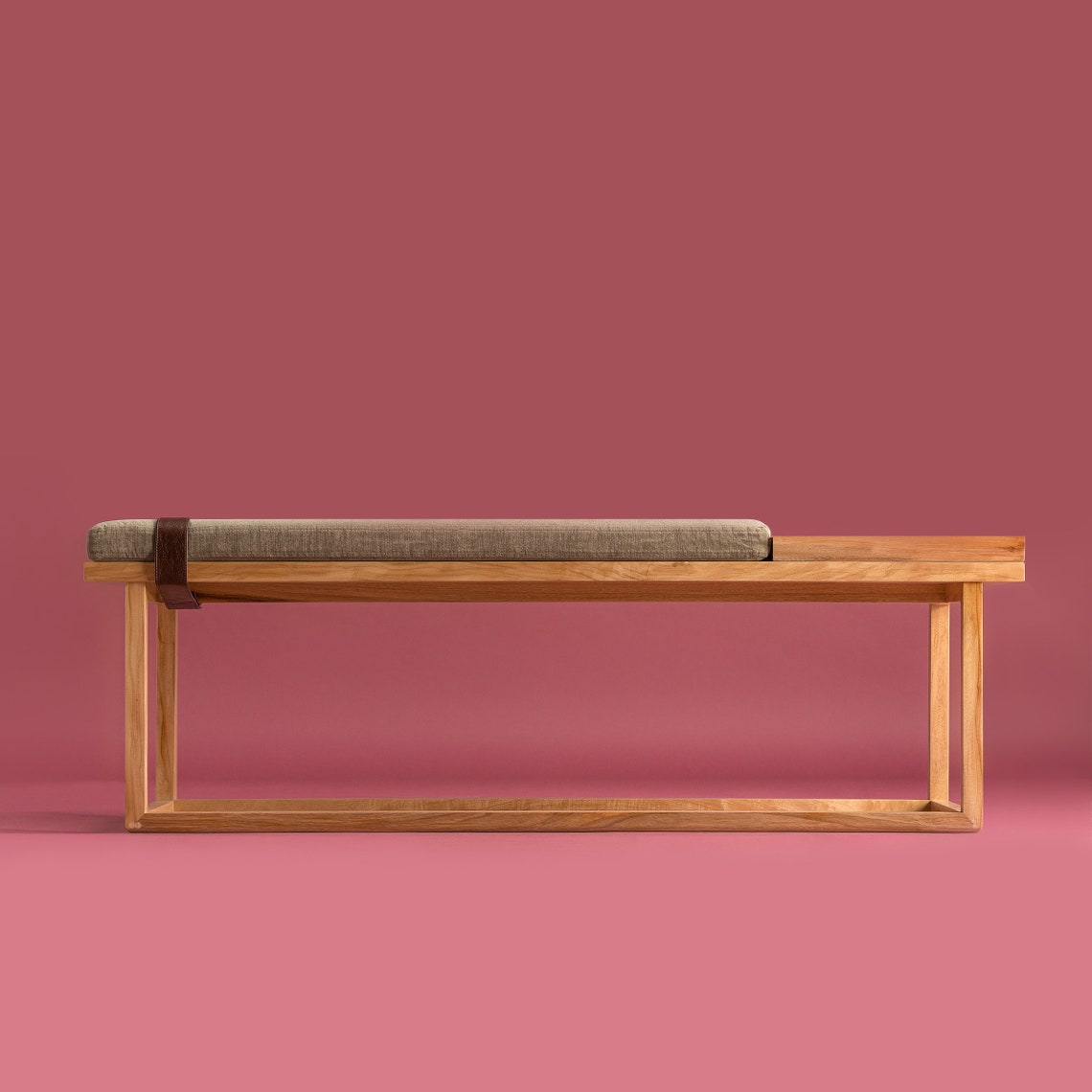 Entryway Bench Seat With Linen Cushion and Detachable Tray Indoor Wooden Bench Etsy