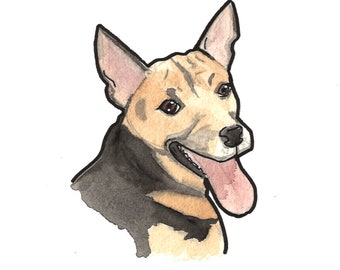 Custom Watercolor Dog Portrait, Custom Dog Portrait, Custom Pet Portrait, Custom Dog Painting, Dog Painting, Cartoon, Anime, Hand Painted