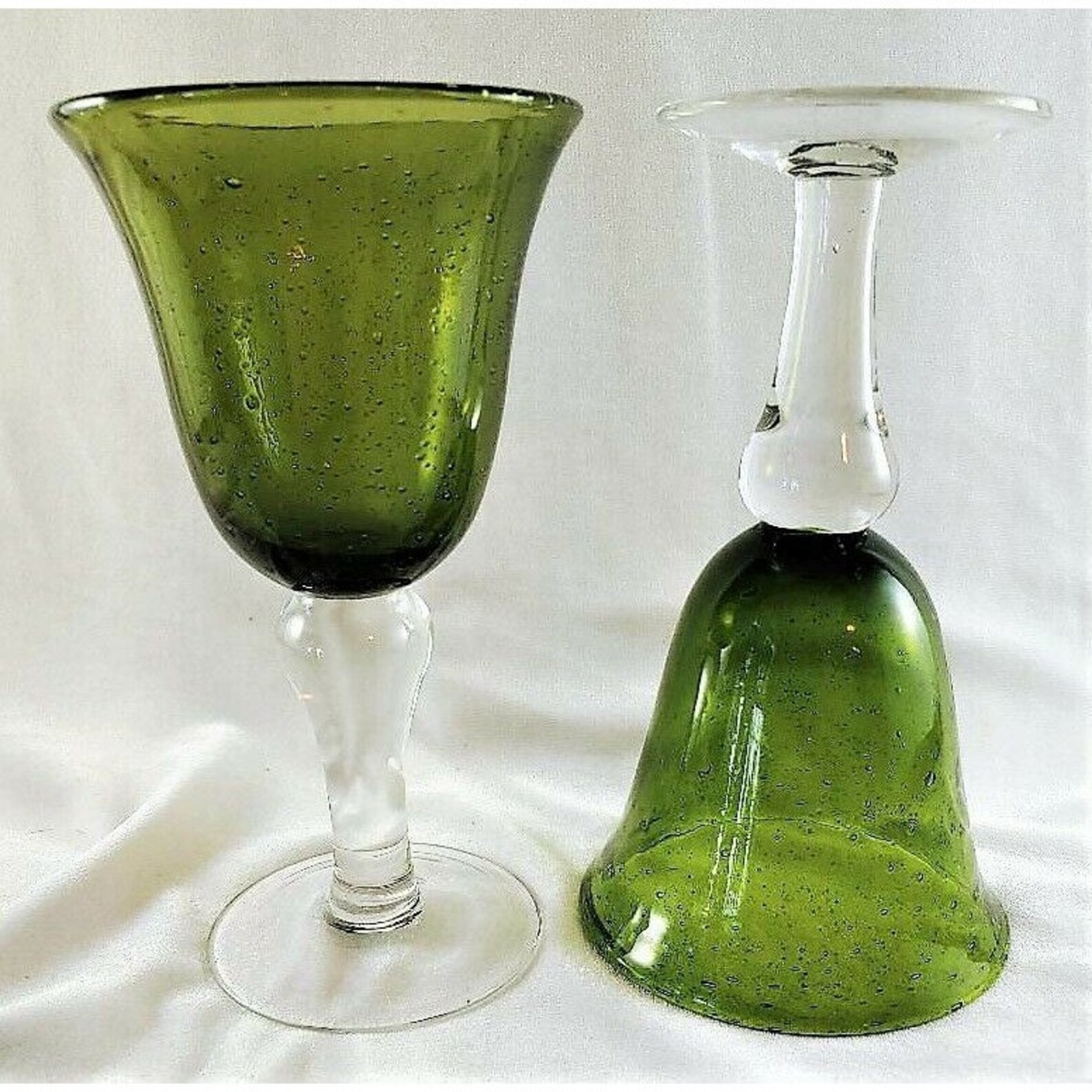 2Artland Green Goblets Bubble Glass Blown Art Glass 8 Etsy
