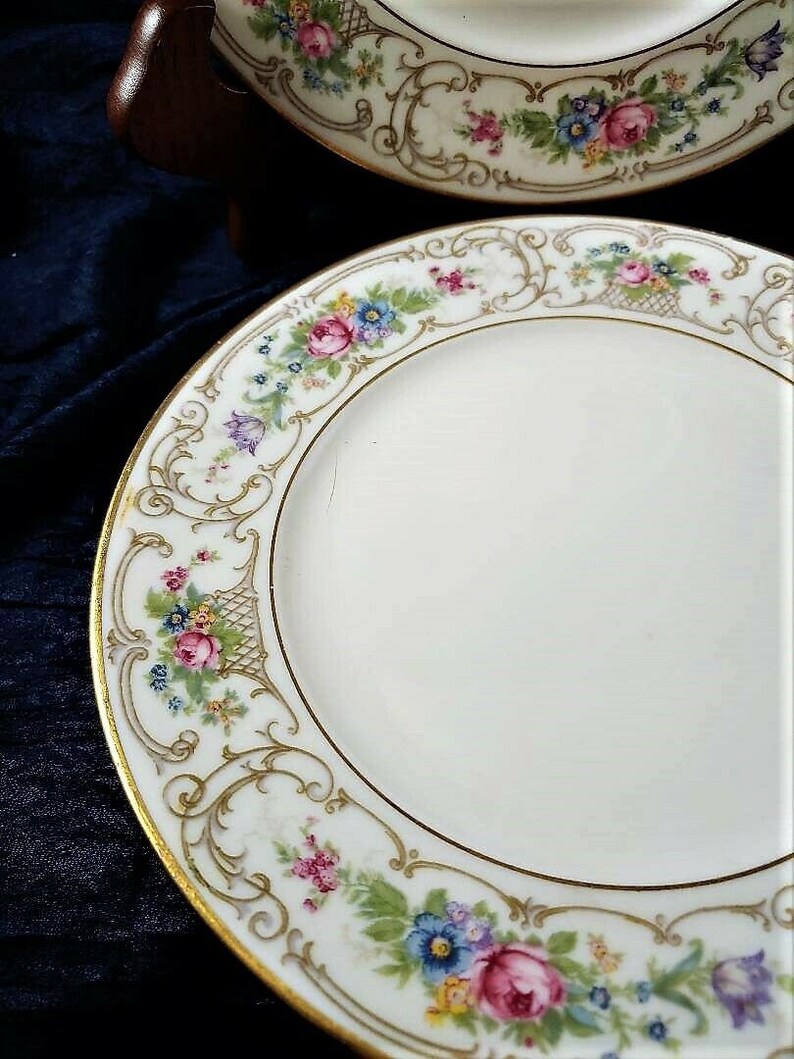 4 Lamberton Ivory China Flora Pattern China Salad Plates Made Etsy