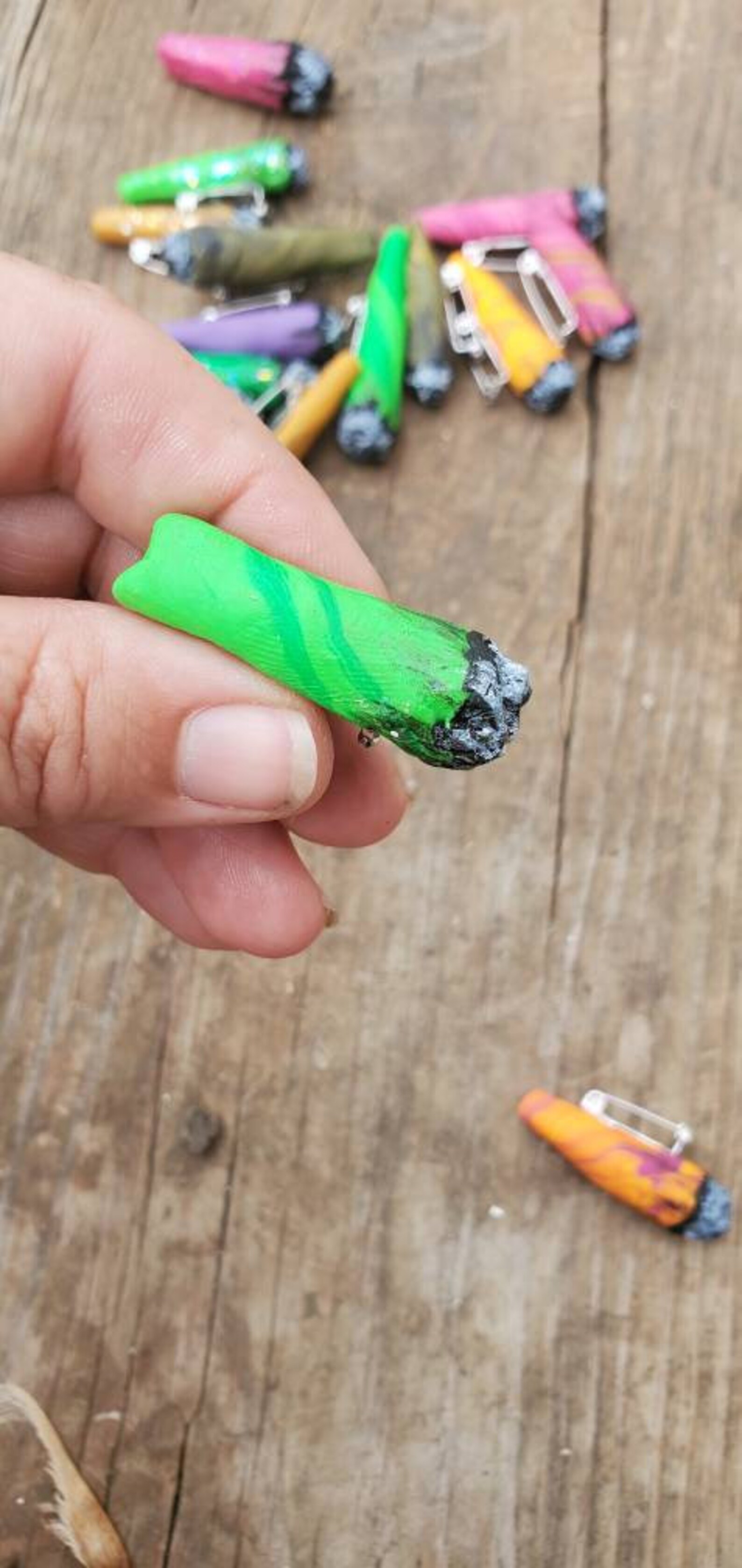 Clay marijuana joint pins weed cannabis 420 green swirl Etsy