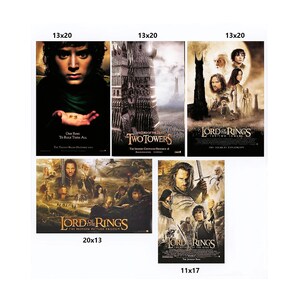 5 Movie POSTERS LORD of the RINGS Original 2001-2002 lotr 4 13x20 posters & 1 11x17 poster image 1