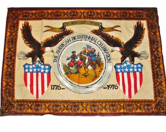 BICENTENNIAL SPIRIT of '76 Large Cloth Wall TAPESTRY 54"x40" Fife Drum Independence Day Original 1976 Patriotic July 4