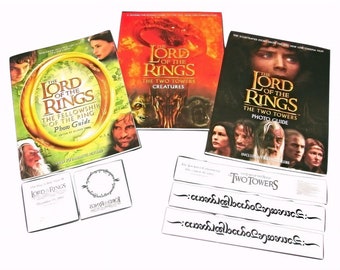 3 Original Lord of the Rings BOOKS - 1 Creature Guide, 2 Photo Guides, 5 Temporary Tattoos - Full Color New Old Stock lotr