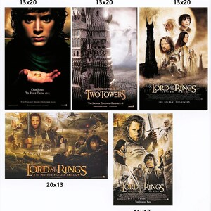 5 Movie POSTERS LORD of the RINGS Original 2001-2002 lotr 4 13x20 posters & 1 11x17 poster image 2