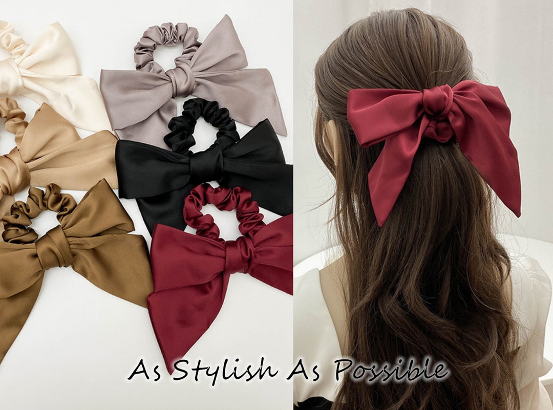 Satin Large Bow Scrunchie-elegant Silk Like Satin Bow Women-bowknot ...