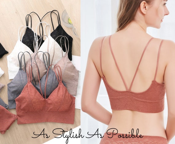 Lace Middle Back Strap Push up Bra Tank Top L One Size Wireless Comfortable  Bra With Padding L No Buckle Sexy Everyday Racerback Bra L Gift -   Canada