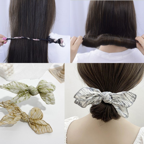 Chiffon Zebra Pattern Updo Bun Maker-Korean Chignon Maker-Bun Wire-Twist Bun Holder-Lazy Hair Accessories-Fun gift- Gift for Her-Self Gift