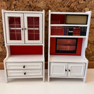 LUNDBY White Livingroom Wall Units | Scale 1:16 Vintage Dollhouse 1980s