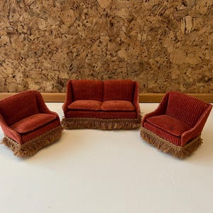 LISA of Denmark Livingroom Set | Scale 1:16 Vintage Dollhouse Furniture | Corduroy