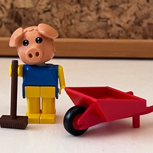 LEGO FABULAND | 3615 Percy Pig’s Wheelbarrow | 1980s Vintage Lego Toys | Childhood Memories | Animal Head