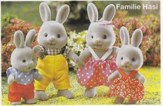 1980s Vintage Sylvanian Families | Grey Rabbit 'hansi Family