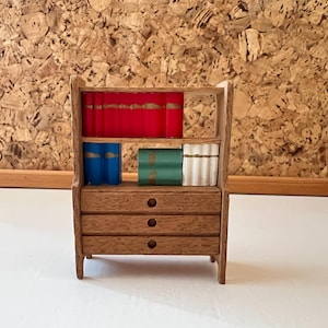 LISA of Denmark Bookcase | Scale 1:16 Vintage Dollhouse Furniture | Oak Wood