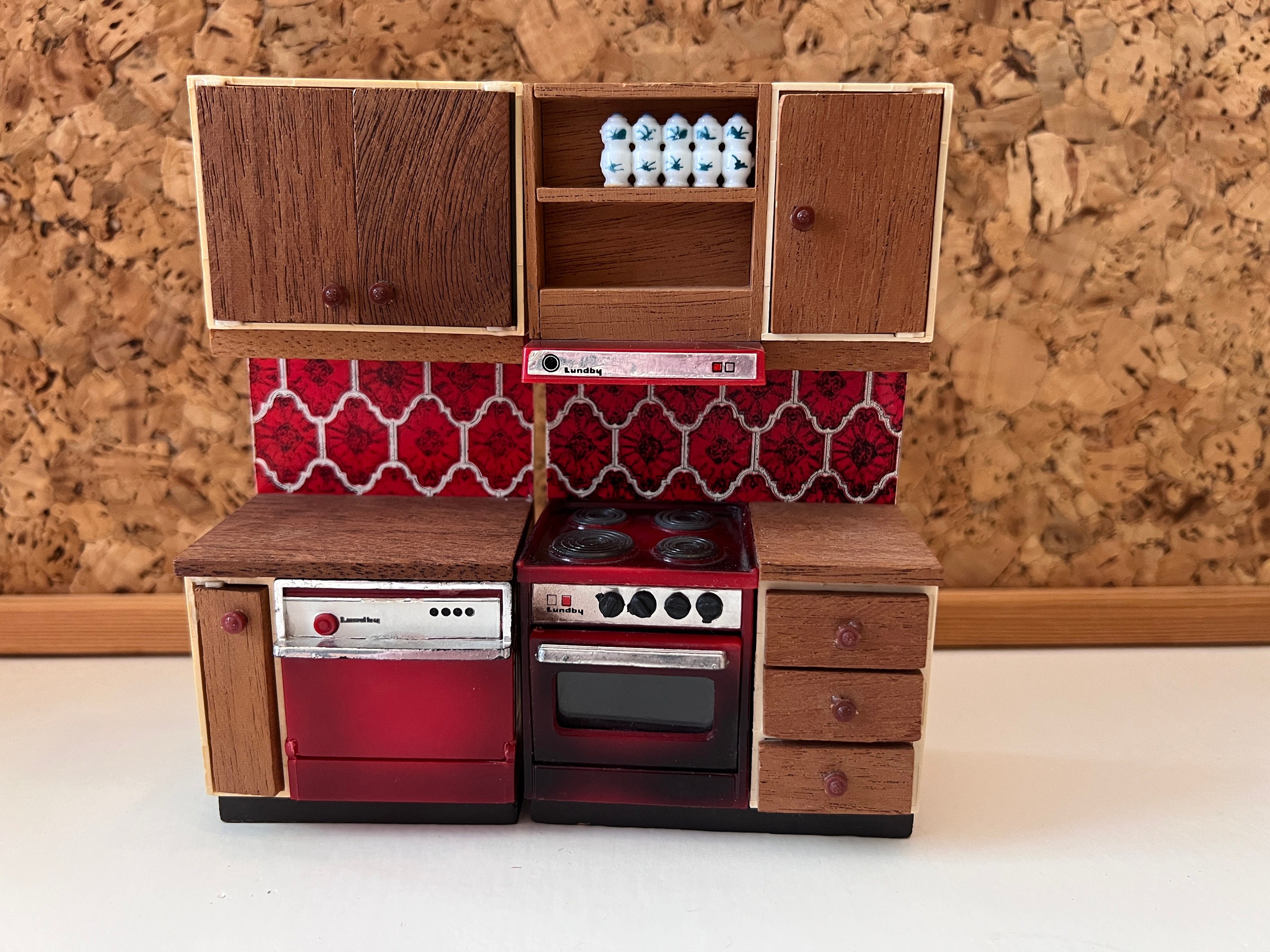 スウェーデン キッチン ミニチュア ’70 Lundby★アンティーク台所 ドールハウス