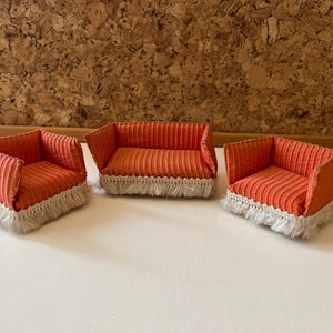 LISA of Denmark London Sofa & Armchairs | Scale 1:16 Vintage Dollhouse 1970s