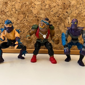 TMNT Lote de 3 Tortugas / Shredder Bebop Footmen / Kowabunga / Playmates Mirage Studio / Teenage Mutant Ninja Turtles / Figura de acción vintage