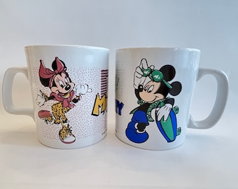 Disney Mug 1987 with Mickey Minnie | Pair of Staffordshire Coffee Cups | Walt Disney