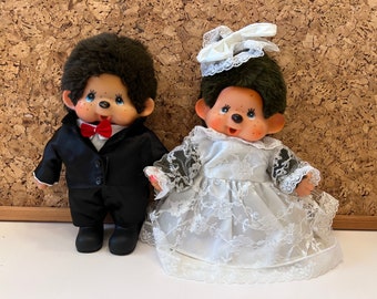 1980s Vintage Bølle 18cm with Wedding Outfit | Monchhichi Sekiguchi | Great Condition | Vintage Collector Toy