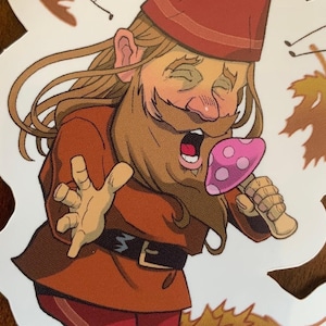 Singing Gnome Sticker, Vinyl Water Bottle Stickers, Gnome Stickers, Flower Gnome Stickers, Macbook Waterproof Sticker, Hydro flask sticker
