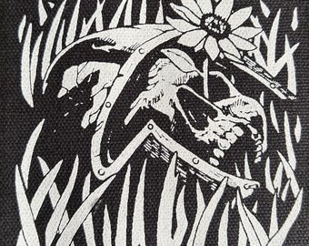 Forgotten Defender - Sew On Screenprinted Patch - Fantasy Art - Original Art - Fantasy - Punk Patch, Crust Punk - Canvas Patch, 4"x4", skull