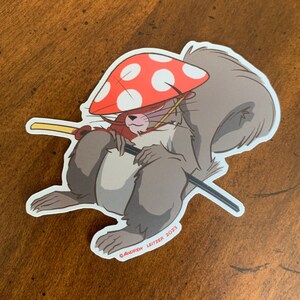 Sleepy Squirel Samurai Sticker - Cute - Animal Sticker - Laptop decal - Squirrel