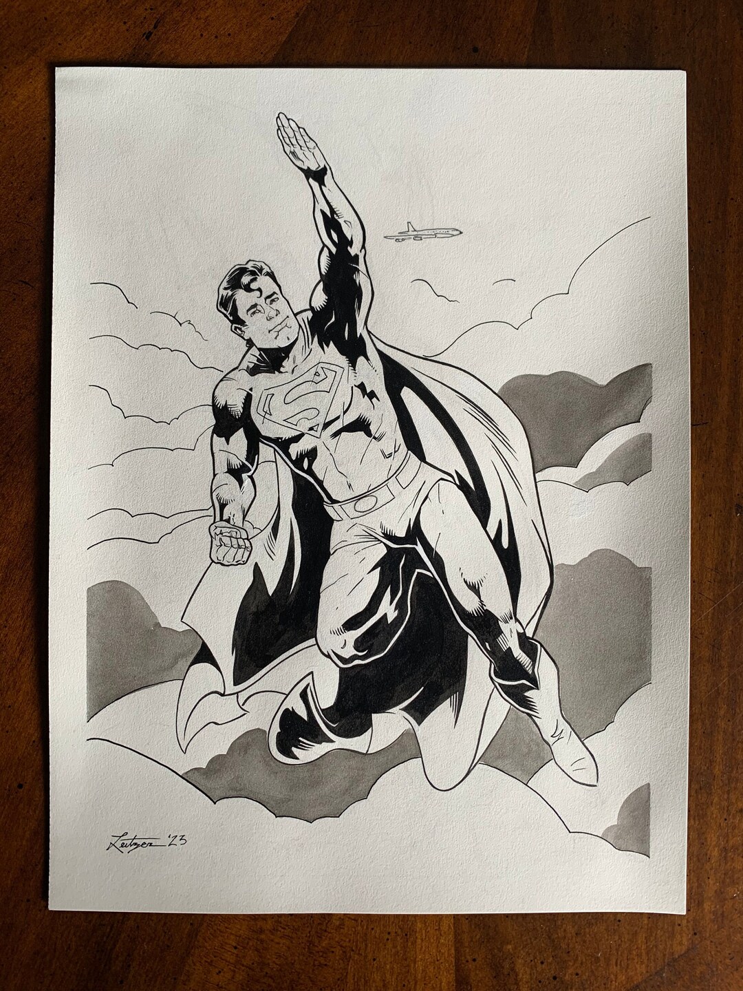 Superman Original Art 9x12 Comic Art Superman Wall Decor Etsy