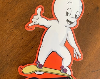 Casper Casper Sticker I Skateboard Helmet Skates I Cute Vinyl Sticker I Waterproof Laptop Planner Water Bottle Sticker I Cute Ghost Skater