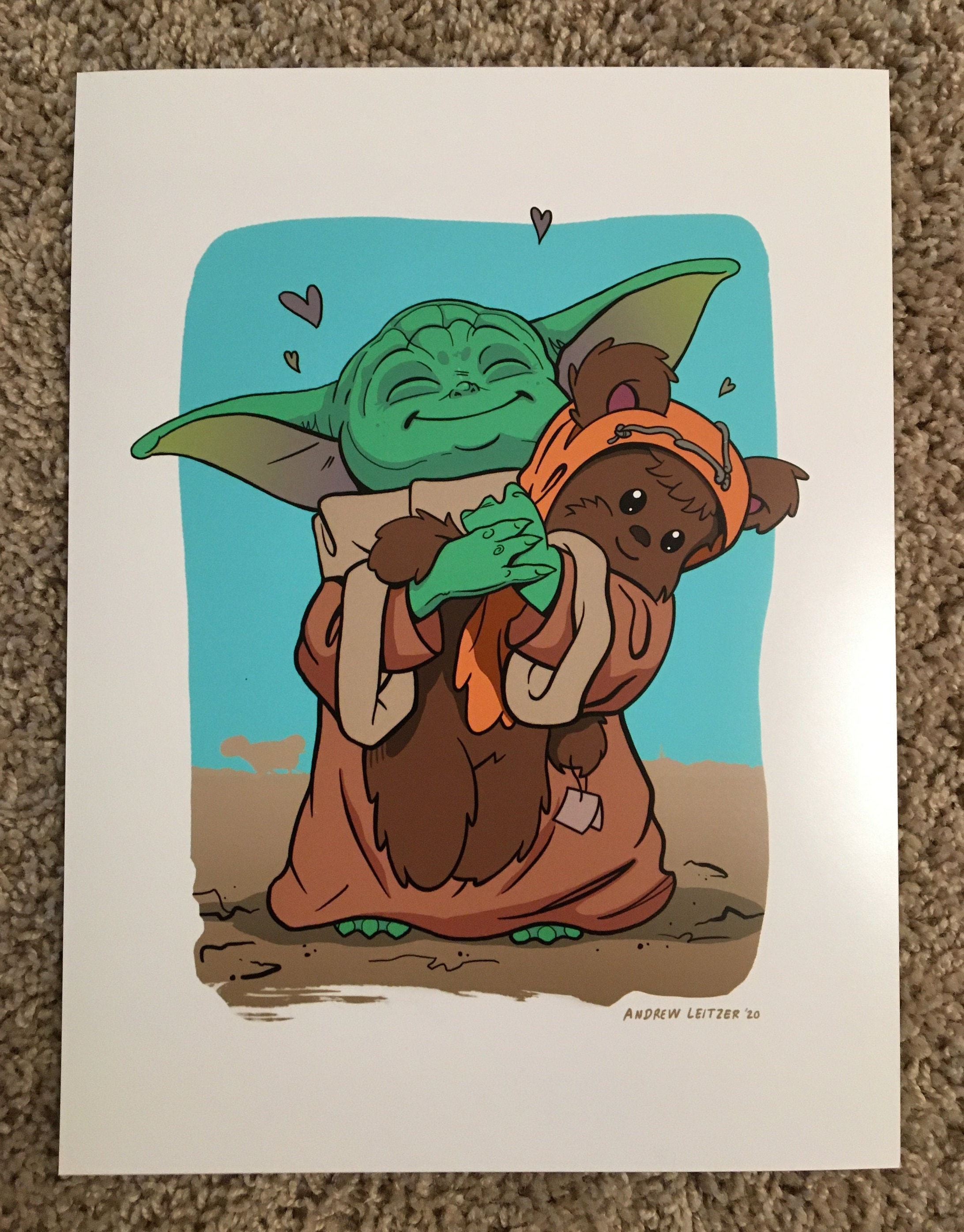 Copy Of Original Star Wars Artwork The Mandalorian Yoda Holding Baby Yoda