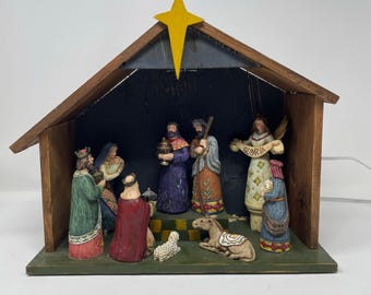 Christmas Manger Nativity set Lights Up Holiday Center Piece