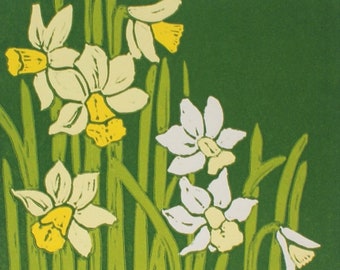 Sirens of Spring greetings card.  Daffodils.