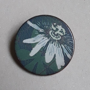 Floral ceramic brooch.  Passion Flower.  Passiflora.  Handmade.  Unique gift.  Original design.  Gardeners.  Plant lovers.