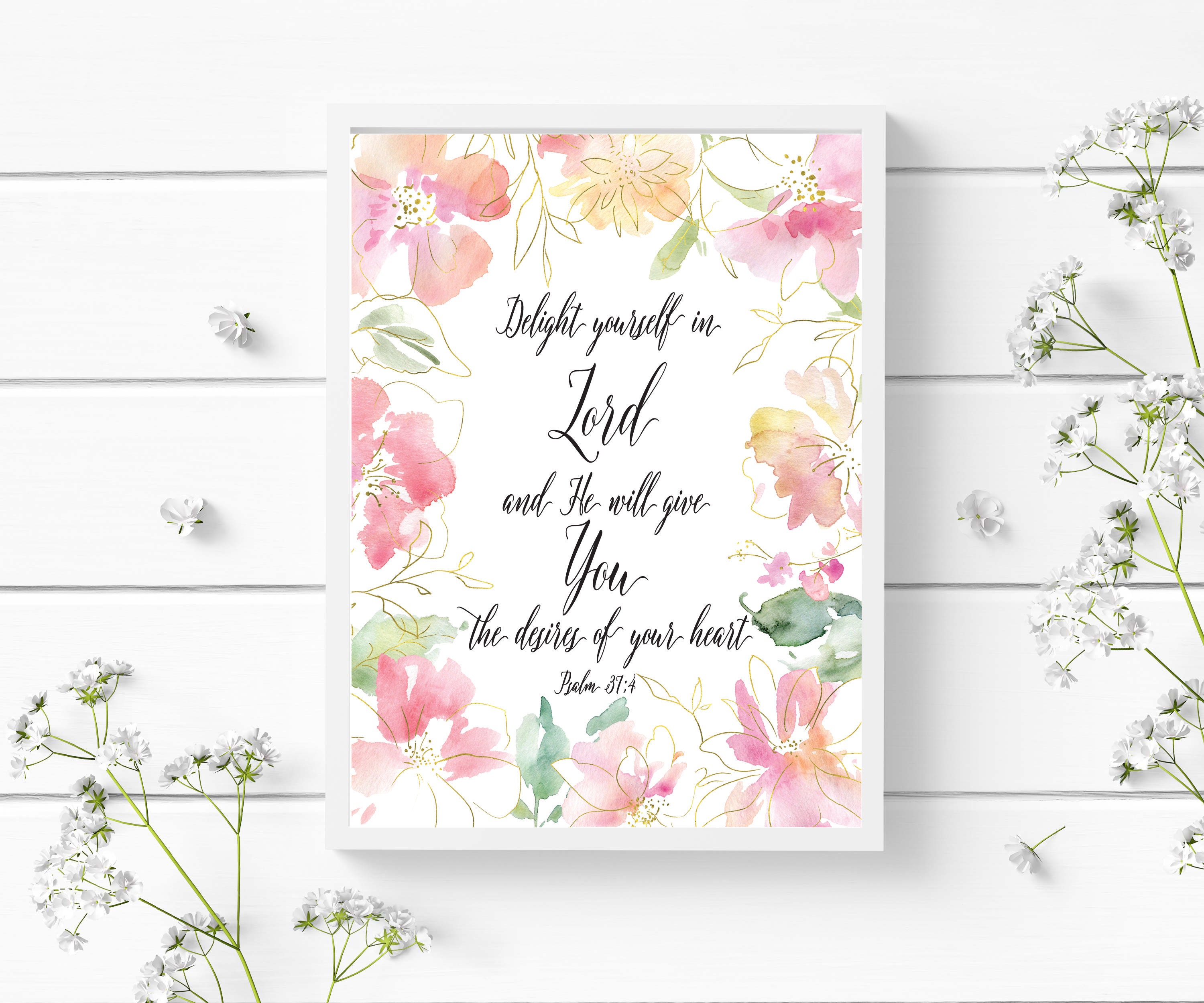 Delight Yourself in the Lord Scripture Art Bible Verse Bible | Etsy
