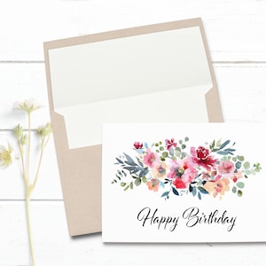 Tarjeta imprimible con motivos florales en colores pastel, tarjeta digital, tarjeta de felicitación, tarjeta de nota en blanco, tarjeta para cualquier ocasión, tarjeta en blanco, tarjeta de agradecimiento, tarjeta de nota