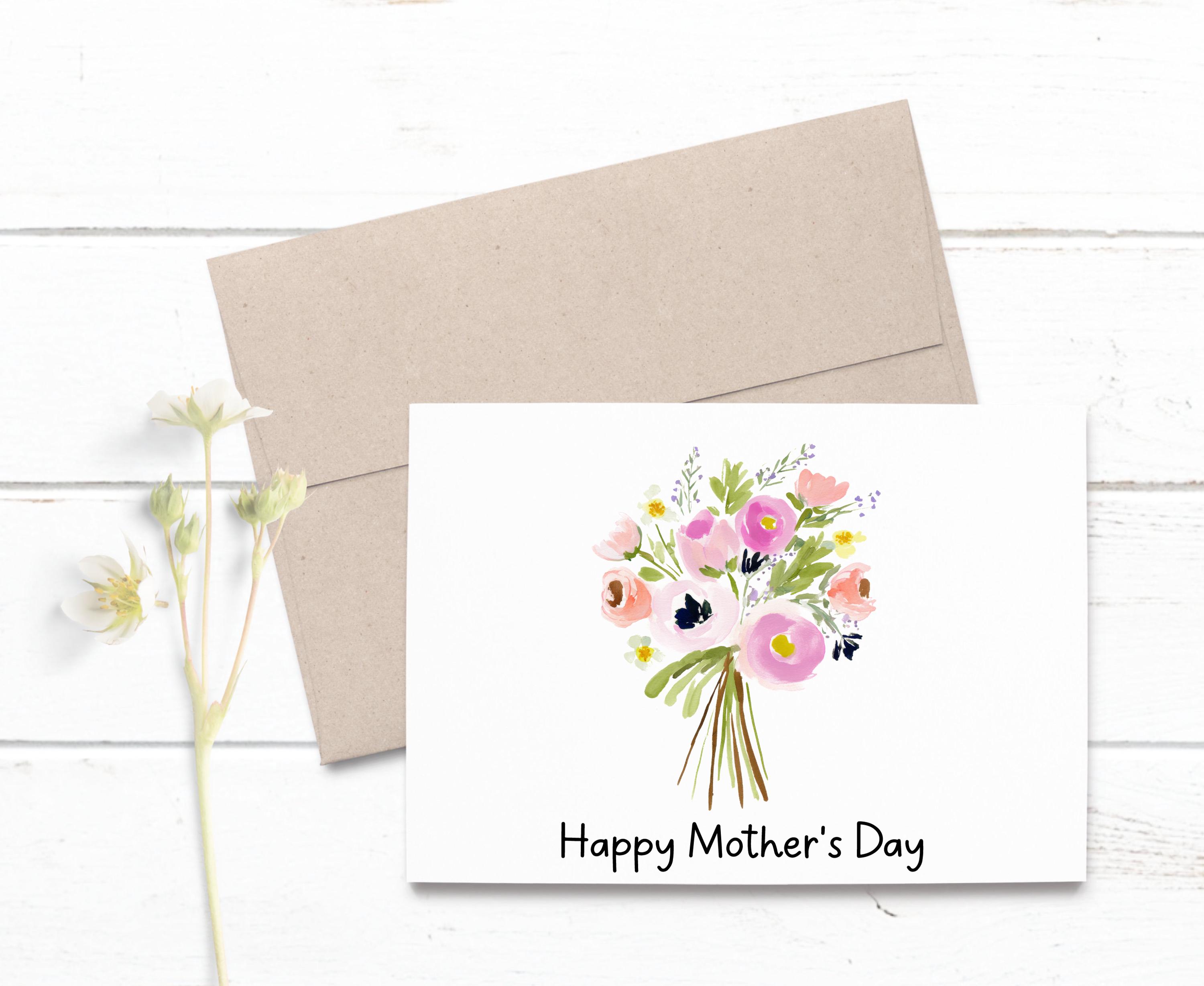 Floral Mother's Day Card, Printable Foldable Love Card (digital ...