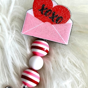 Bobine de badge rétractable pour la Saint-Valentin, bobine de badge XOXO