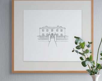 Benutzerdefinierte Illustration für den Hochzeitsort | Personalisierte Zeichnung und Malerei | Einzigartige Hochzeits-, Jubiläums- und Geschenkkunst