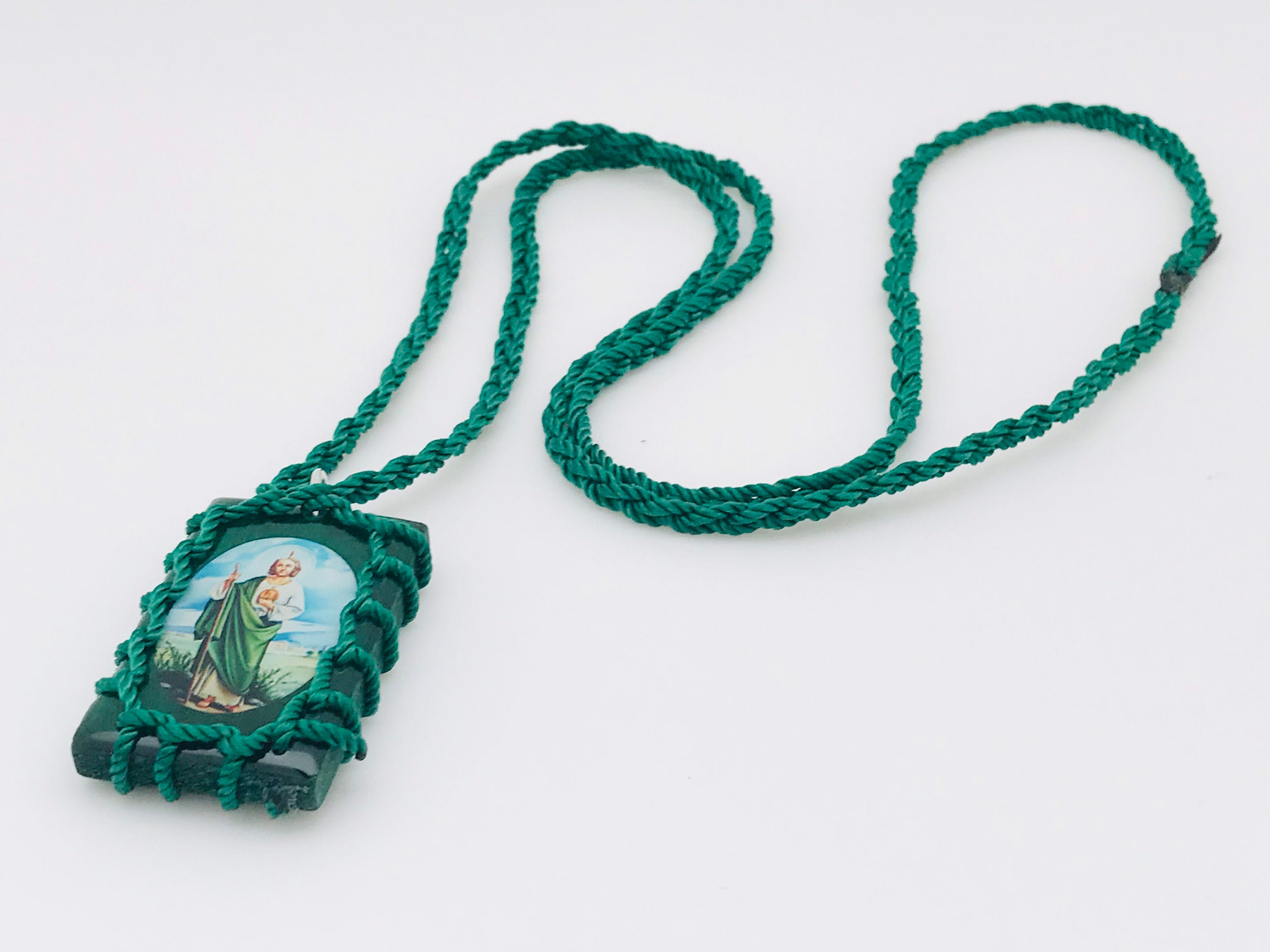 Scapular of St. Jude Green color made with wood