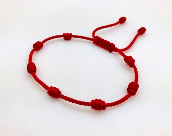 Red Seven-Knot Bracelet for Protection