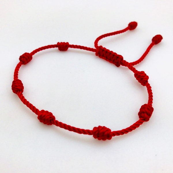 Red Seven Knots Bracelet