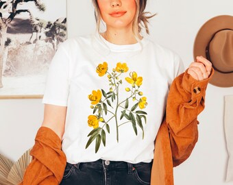 Yellow Flowers Shirt | Cottagecore T-Shirt | Gardening Shirt | Botanical Shirt