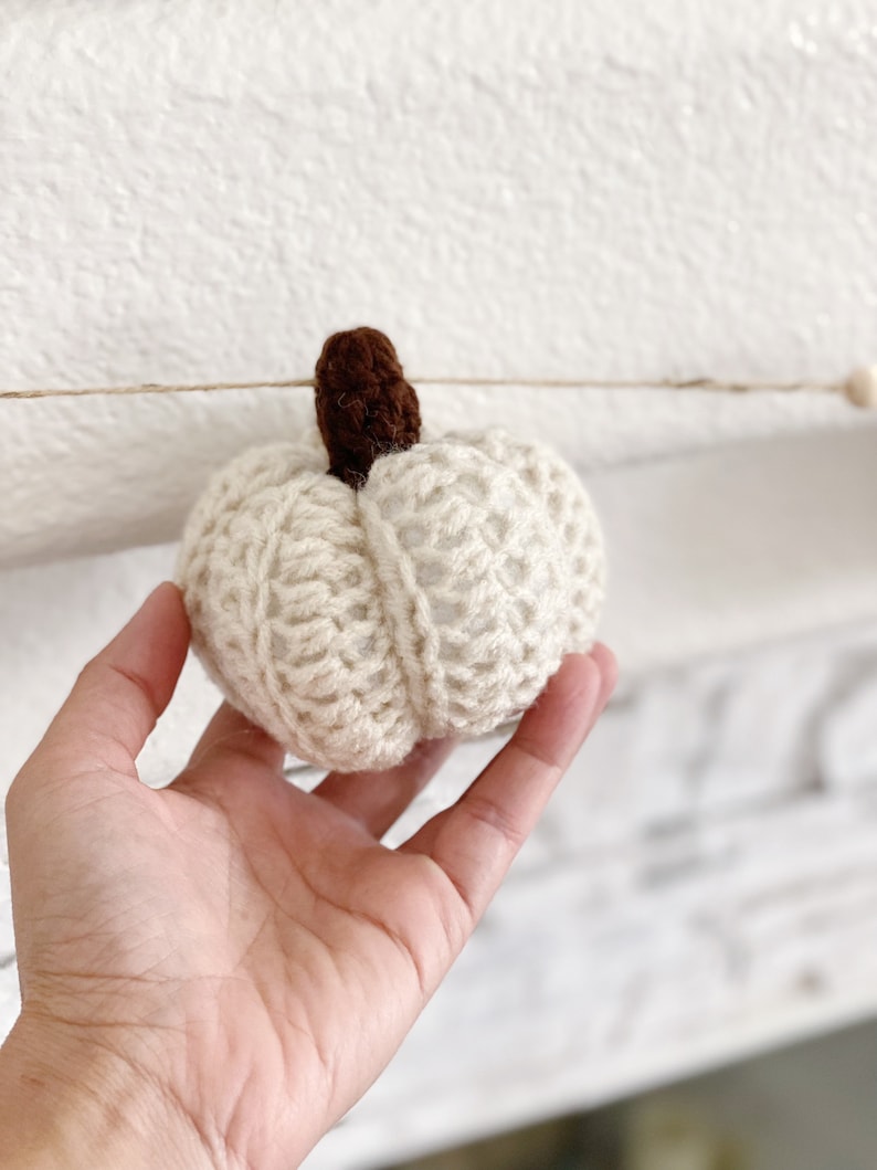 Autumn Garland White Pumpkin Garland Mantel Garland Pumpkin Garland Garland For Mantle Wooden Bead Garland Crotchet Garland Fall Garland image 3