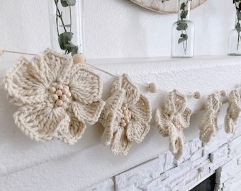 Neutral Flower Garland, Flower Mantle Garland, Neutral Flower, Mantle Spring Decor, Neutral Home Decor